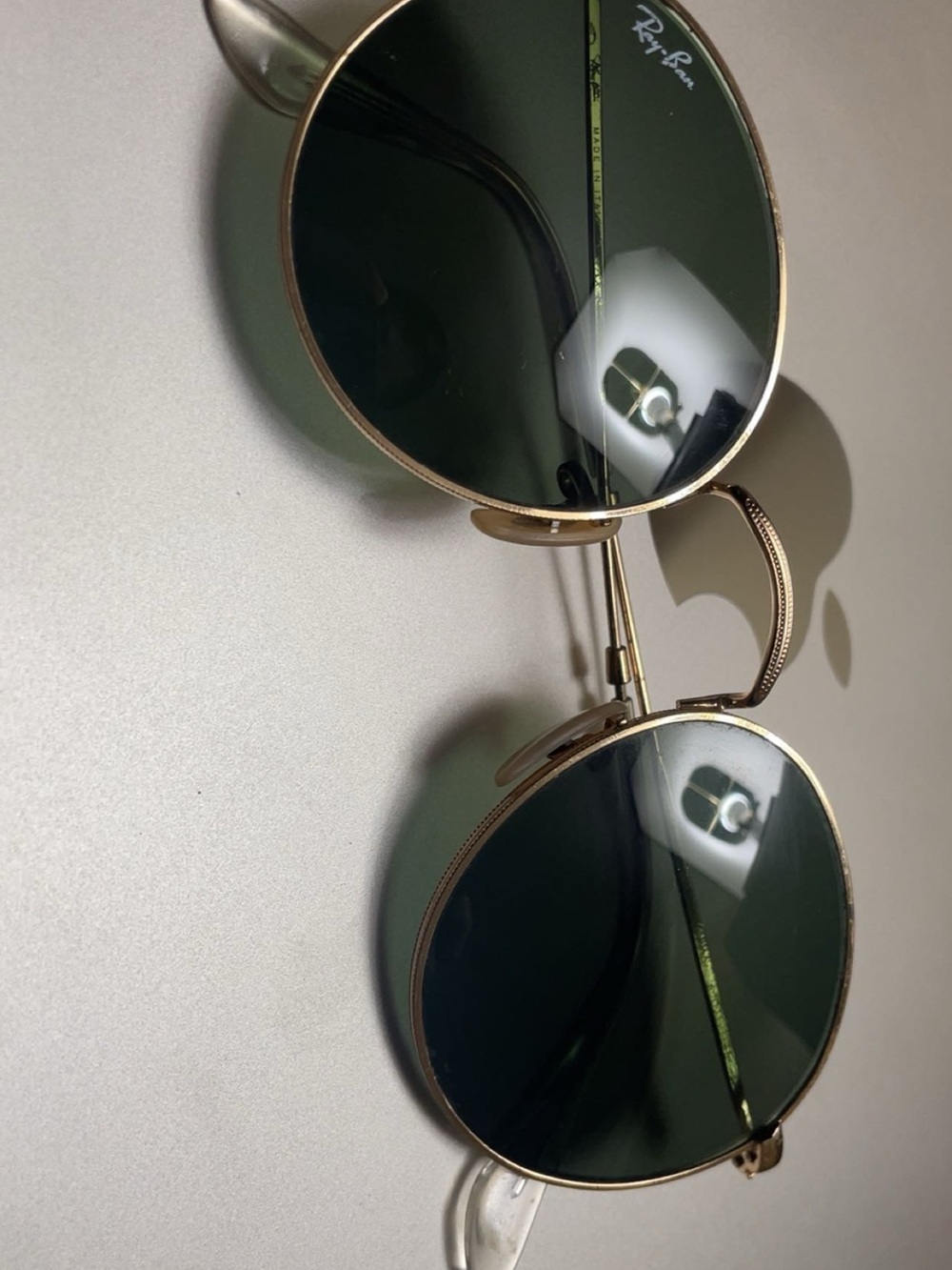Ray-Ban Gold Frame Sunglasses with Green Lenses